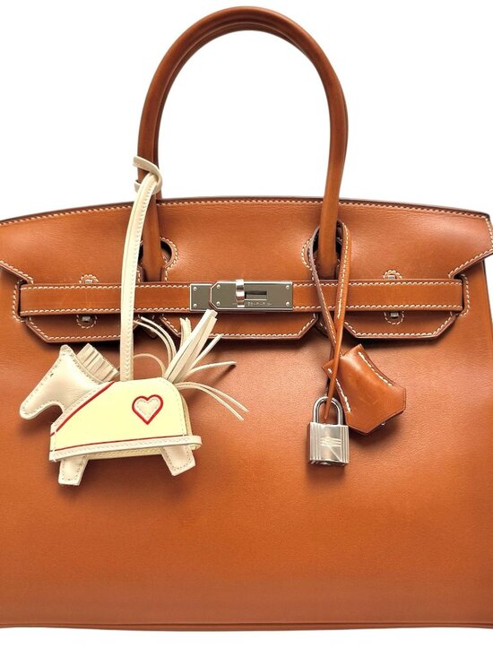 HERMES Rodeo Robeo Couer PM Milo Leather Craie & Jaune Milton Bag Charm - Picture 3 of 9